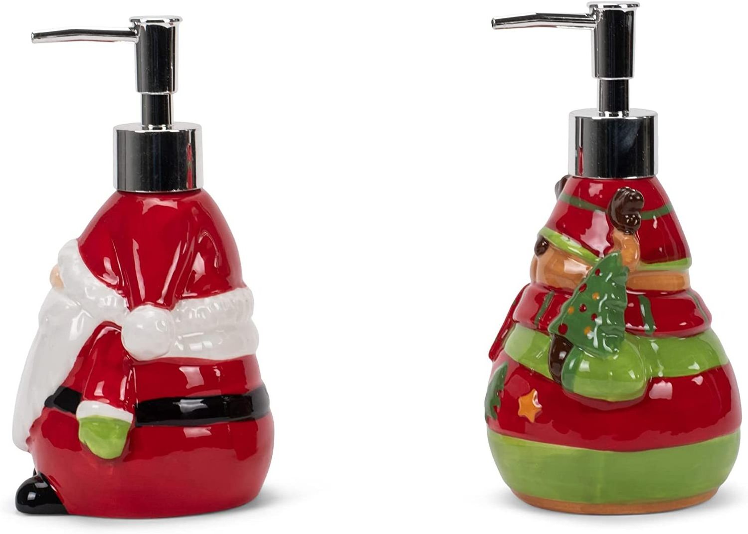 Christmas Ceramic Funny Santa Reindeer Hand Soap Dispenser for Kitchen Bathroom