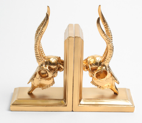 Home Decor Gazelle Gold Resin Ibex Library Bookends for Home Office