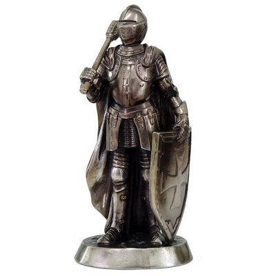 Custom Polyresin Sculpture Armored Medieval Knight with Weapon Resin Statue Figurine