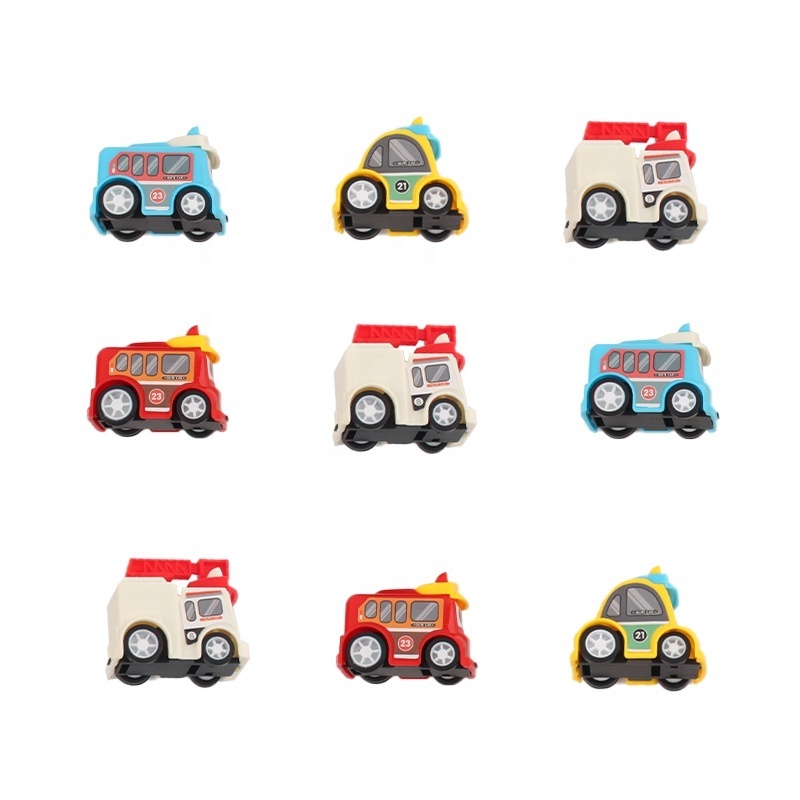 9pcs Promotional toys plastic pull back toy car model cars mini school bus