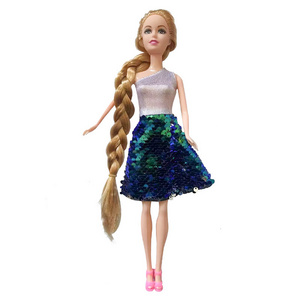 OEM doll manufacturer 11.5 inch doll with shiny dress with long hair joint doll 30cm