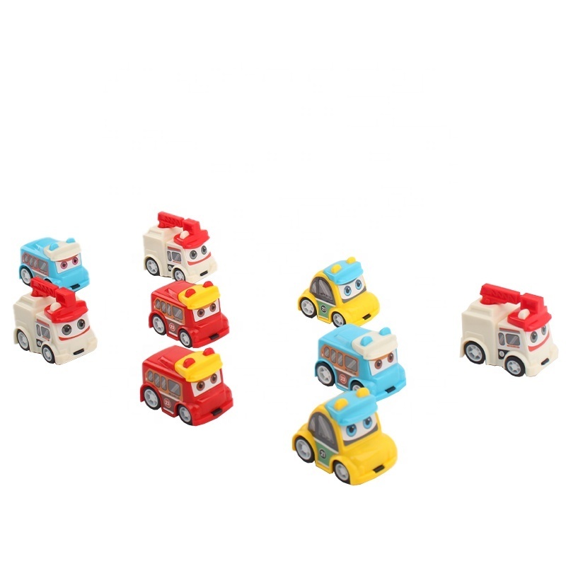 9pcs Promotional toys plastic pull back toy car model cars mini school bus