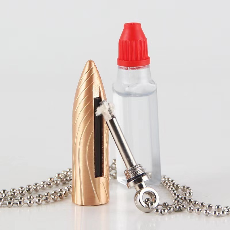 Wolf Warrior bullet necklace kerosene lighter metal outdoor waterproof portable gas Lighter