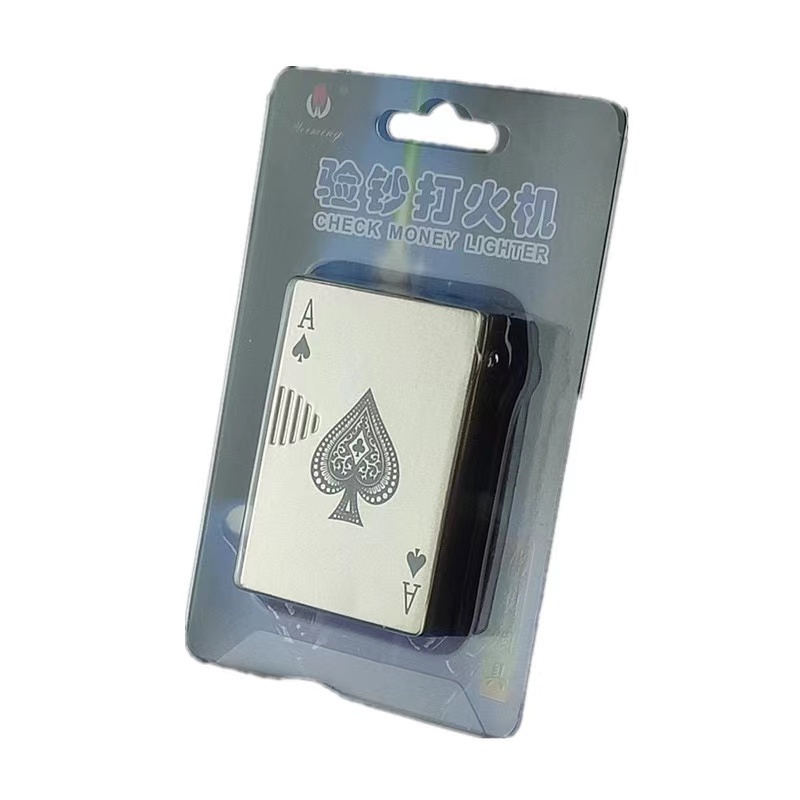 Windproof Poker-Shaped Flame Metal Lighter Butane Gas Cigarette Lighters