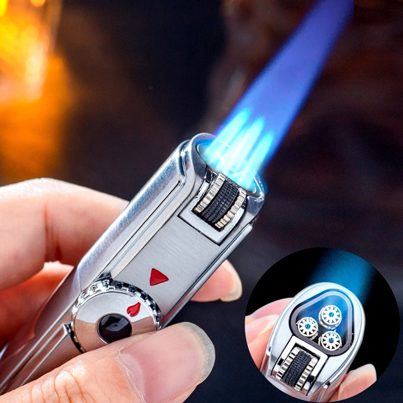 Three JET flames gas lighter refillable butane gas torch lighter with custom