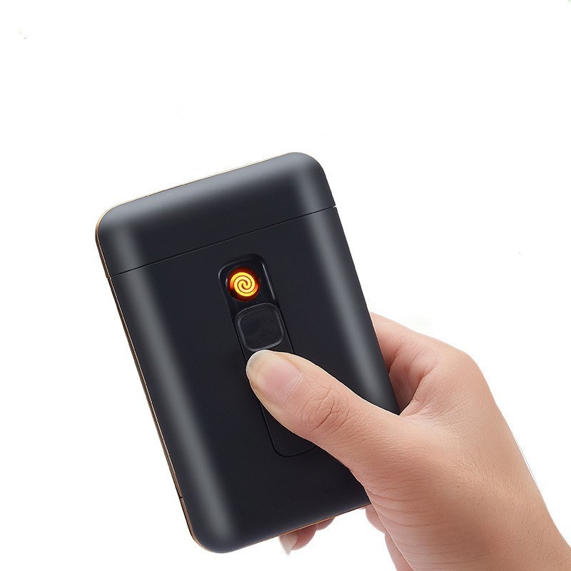 New 2-in-1 Cigarette Case USB Charging Box Charging Windproof Lighter for Smoking