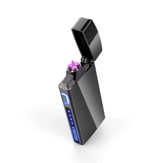 Luxury plasma windproof lighter recharge Double ARC flame less lighter for cigarettes