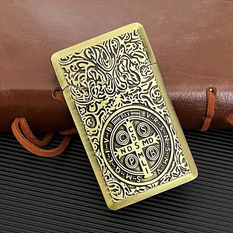 wholesale sale Embossed Constantine Retro Bronze Metal Loud Lighter Boy Gift Oil Cigarette Lighter