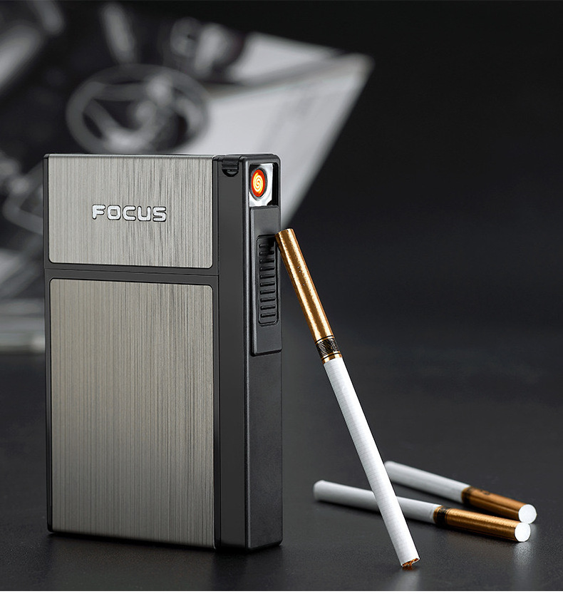 New design metal case lighter electric usb cigarette box for smoking