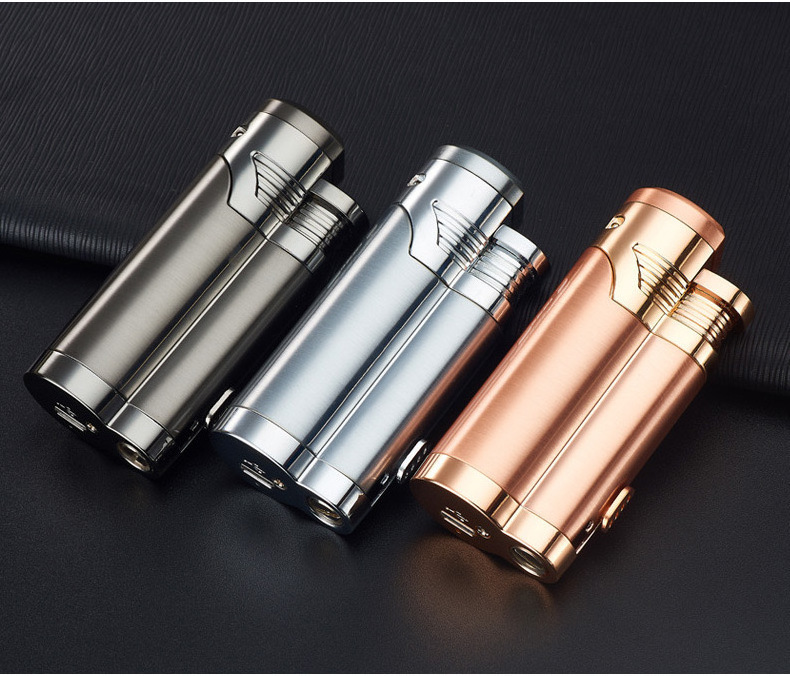 Flameless Style Electric Double Arc Lighter with Cigar Cutter Set Cigars Accessories Gift cigar lighter and cutter