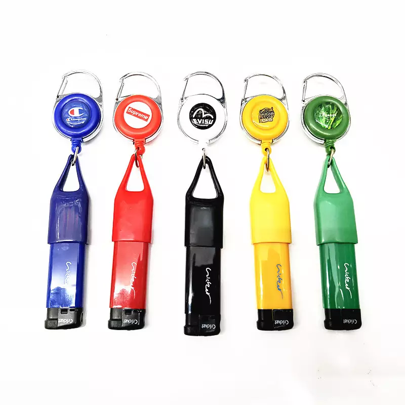 custom designer creative prevent loss pull out retractable clip keychain lighter holder leash