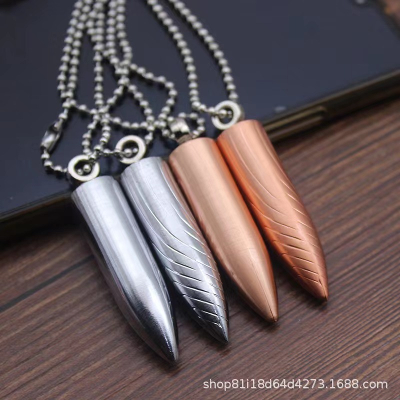 Wolf Warrior bullet necklace kerosene lighter metal outdoor waterproof portable gas Lighter