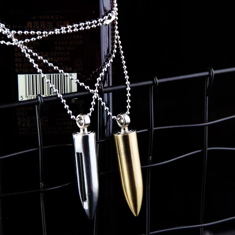 Wolf Warrior bullet necklace kerosene lighter metal outdoor waterproof portable gas Lighter