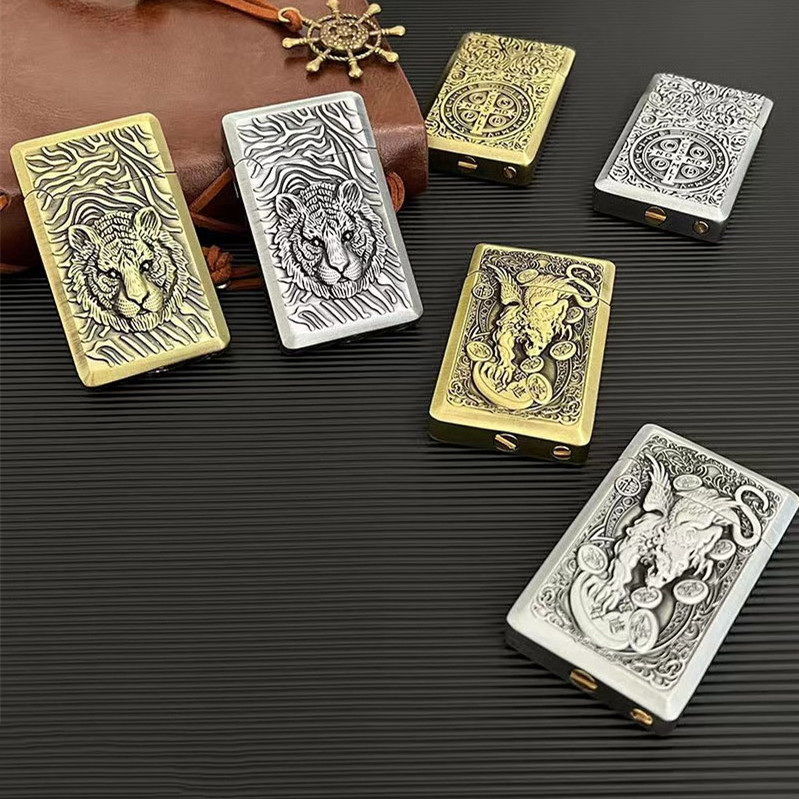 wholesale sale Embossed Constantine Retro Bronze Metal Loud Lighter Boy Gift Oil Cigarette Lighter