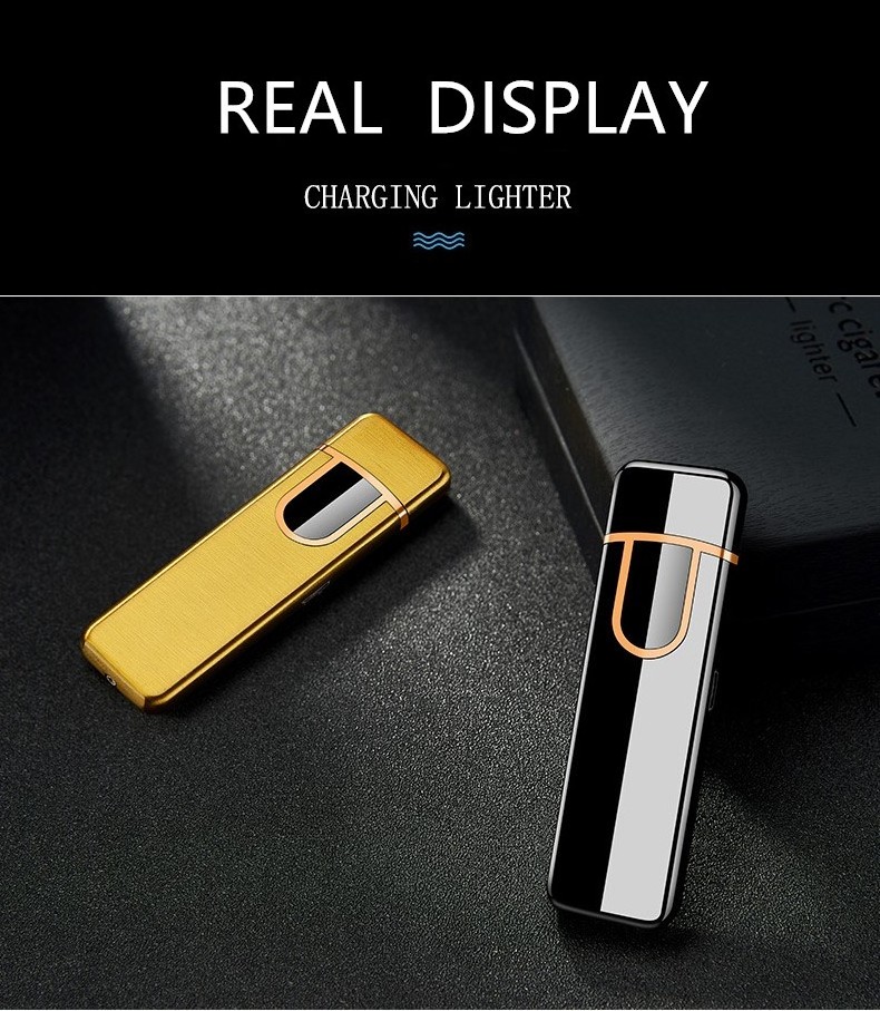 wholesale thin rechargeable electric lighter electronic touch lighters for cigarette with logo