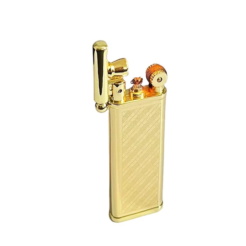 fashion gold high-grade ultra-thin metal grinding wheel ignition fuel cigarette lighter gift