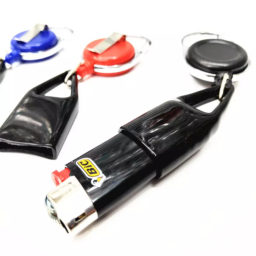 custom designer creative prevent loss pull out retractable clip keychain lighter holder leash