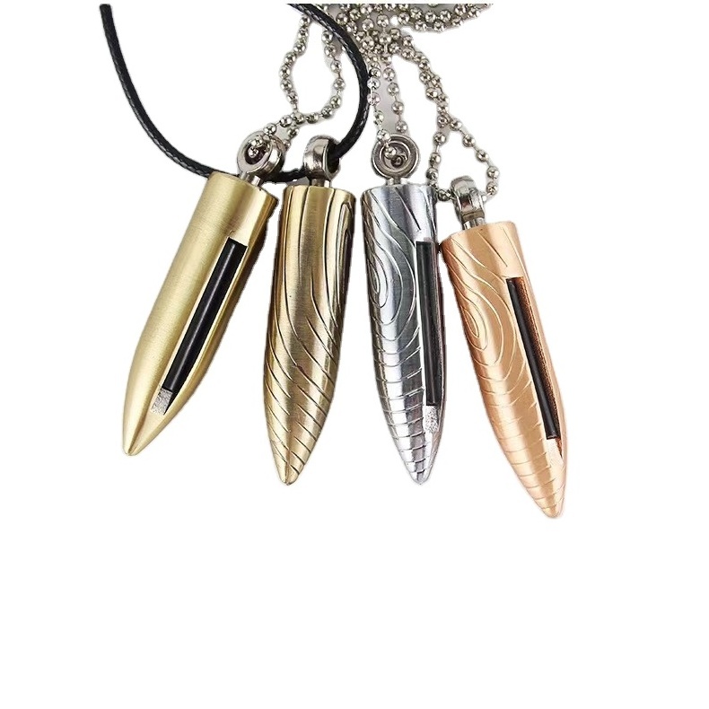 Wolf Warrior bullet necklace kerosene lighter metal outdoor waterproof portable gas Lighter