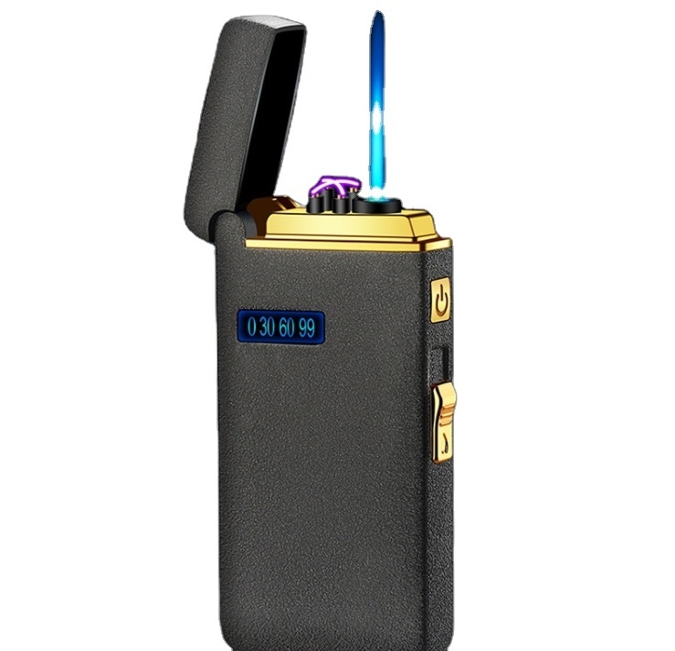 2-in-1 multifunctional double arc/ torch blue flame lighter usb rechargeable flashlight lighter