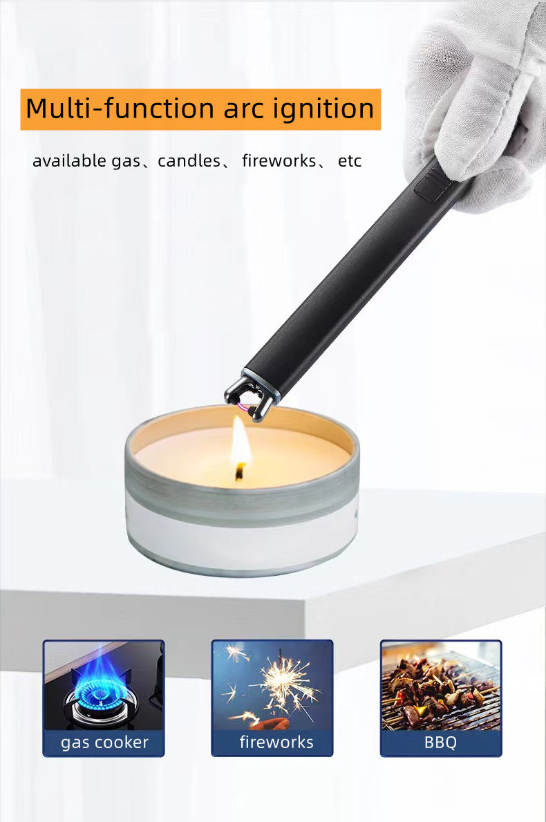 USB Lighter electric rechargeable Arc Candle Lighter with Upgraded LED Battery Display Safety Switch