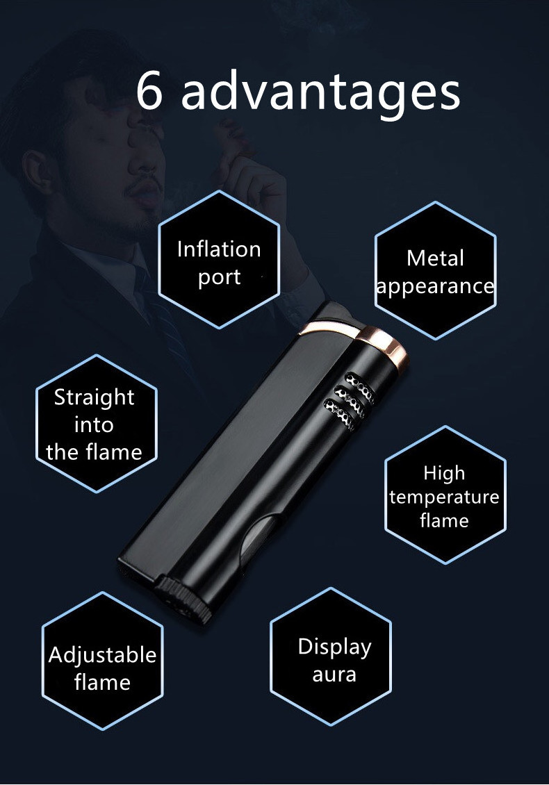 Windproof Universal Refill Cigarette Gas Lighter Promotional Torch Refillable Butane Gas Lighter