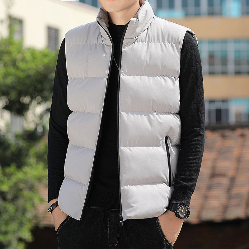 High Quality Plain Orange Custom stand collar Vest Outerwear Lightweight Warm Padded Puffer Sleeveless Jacket For Men