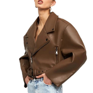 Fashion Woman Short Jacket Slim Streetwear Casual Oversized Solid Zipper Female Outwear Coat Women Motorcycle Leather Jacket