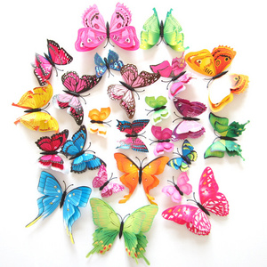 12Pcs Double-layer Butterfly Art Wall Stickers for Kids Room Bedroom Home Decor Party Wall Decorations