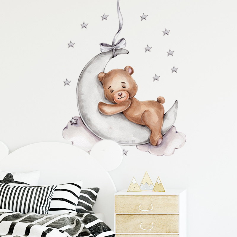 Cute Teddy Bear Wall Stickers for Kids Baby Room Bedroom Decorative Wall Decal