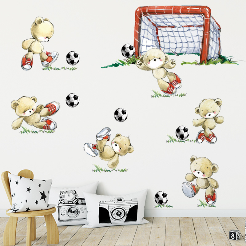 Football Player Soccer Goal Wall Stickers for Kids Room Boy Room Home Decoration Wall Decal