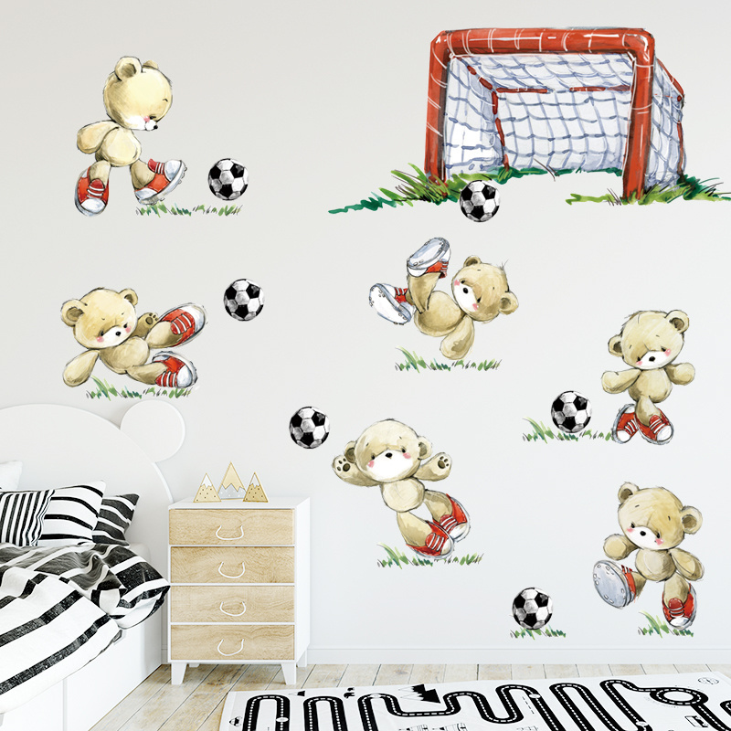 Football Player Soccer Goal Wall Stickers for Kids Room Boy Room Home Decoration Wall Decal