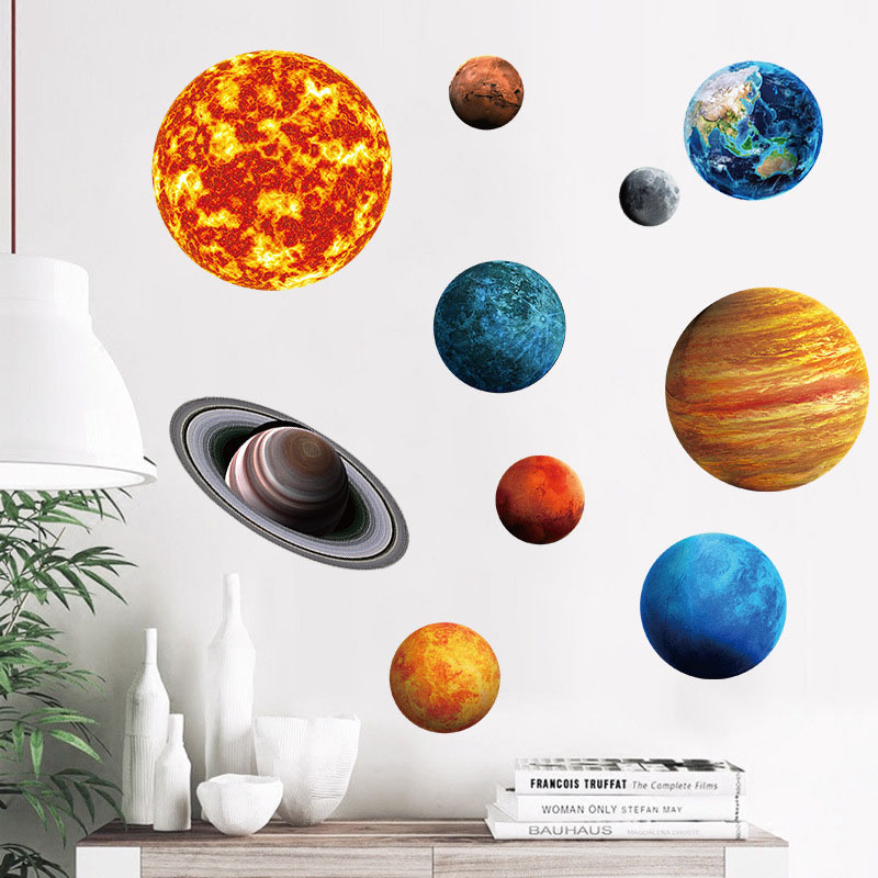 Luminous Planet Solar System Wall Stickers for Kids Room Bedroom Nursery Home Decoration Wall Decal