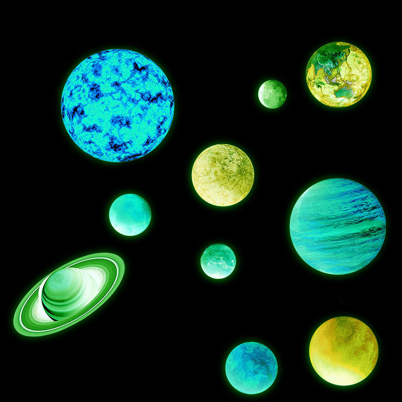 Luminous Planet Solar System Wall Stickers for Kids Room Bedroom Nursery Home Decoration Wall Decal