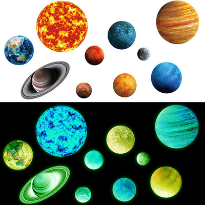 Luminous Planet Solar System Wall Stickers for Kids Room Bedroom Nursery Home Decoration Wall Decal