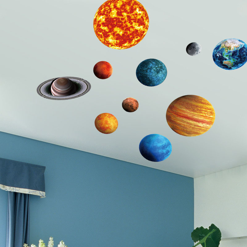 Luminous Planet Solar System Wall Stickers for Kids Room Bedroom Nursery Home Decoration Wall Decal