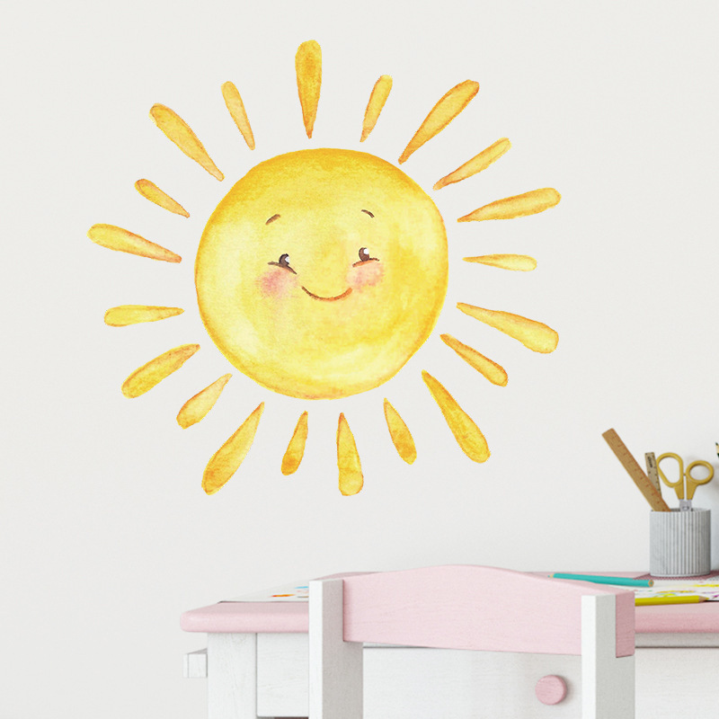 Cartoon Painted Sun Wall Stickers for Kids Baby Room Nursery Bedroom Home Decoration Wall Decal