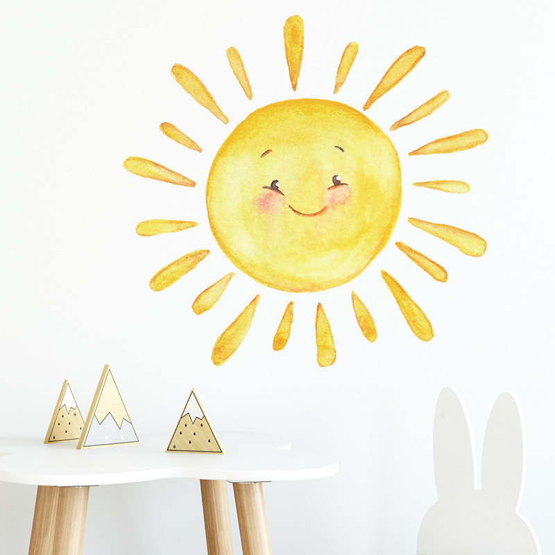 Cartoon Painted Sun Wall Stickers for Kids Baby Room Nursery Bedroom Home Decoration Wall Decal