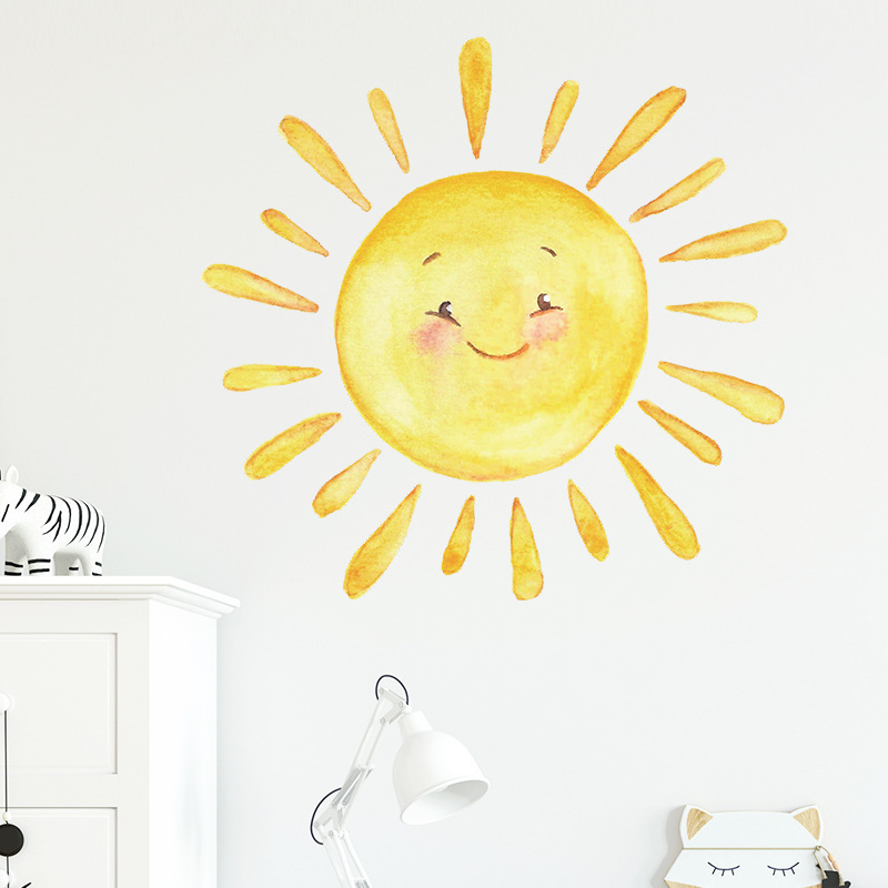 Cartoon Painted Sun Wall Stickers for Kids Baby Room Nursery Bedroom Home Decoration Wall Decal