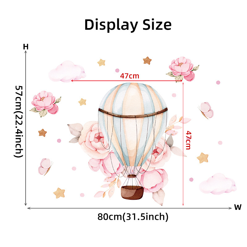 Cartoon Hot Air Balloon Flower Wall Stickers for Kids Room Bedroom Kindergarten Decoration Wall Decal