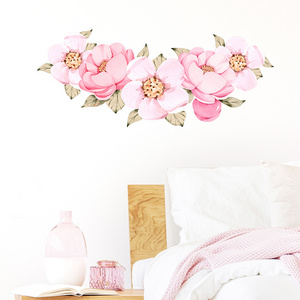 Watercolor Pink Flower Wall Stickers for Kids Room Girl Room Bedroom Decoration Wall Decal