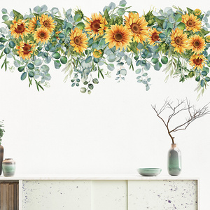 Watercolor Sunflower Wall Stickers for Kids Room Bedroom Living Room Decoration Wall Decal