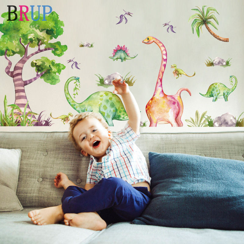 Forest Tree  Dinosaurs Wall Decal for Kids Room Bedroom Decorative Wall Sticker