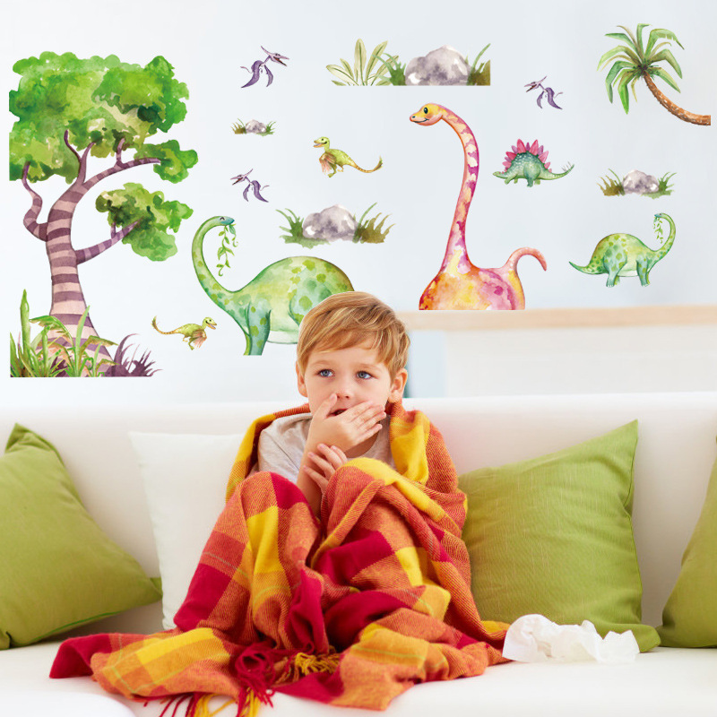 Forest Tree  Dinosaurs Wall Decal for Kids Room Bedroom Decorative Wall Sticker