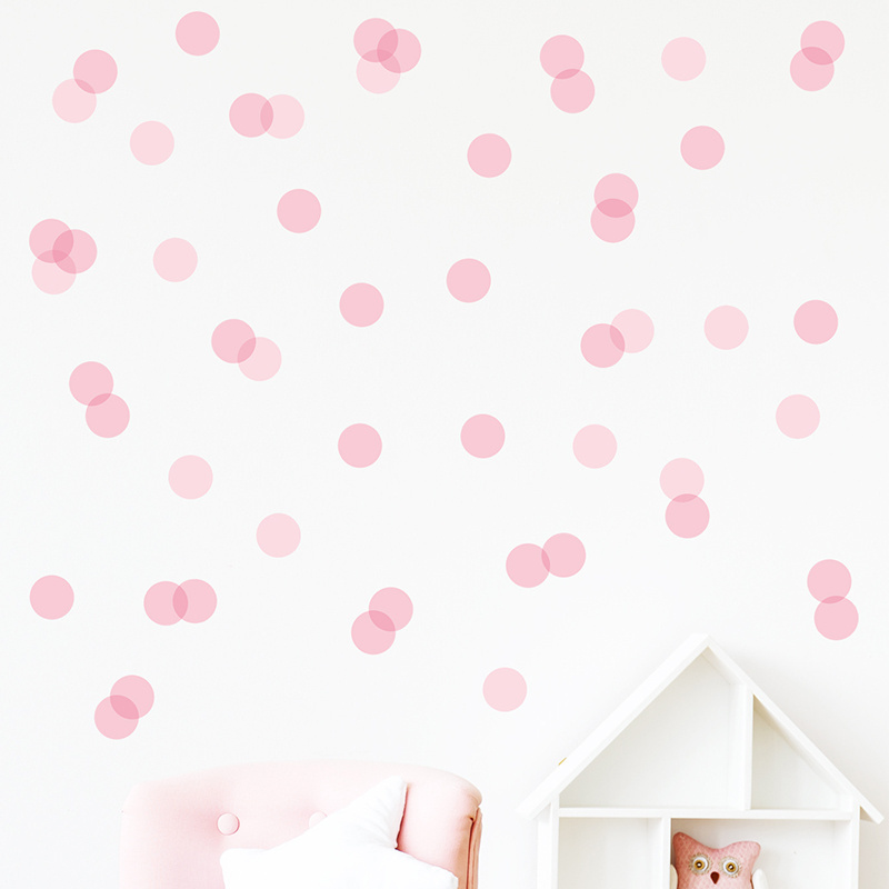 DIY Pink Polka Dot Wall Stickers for Kids Room Bedroom Home Decoration Wall Decal