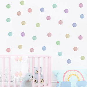 DIY Watercolor Colored Polka Dot Wall Stickers for Kids Room Kindergarten Decoration Wall Decal