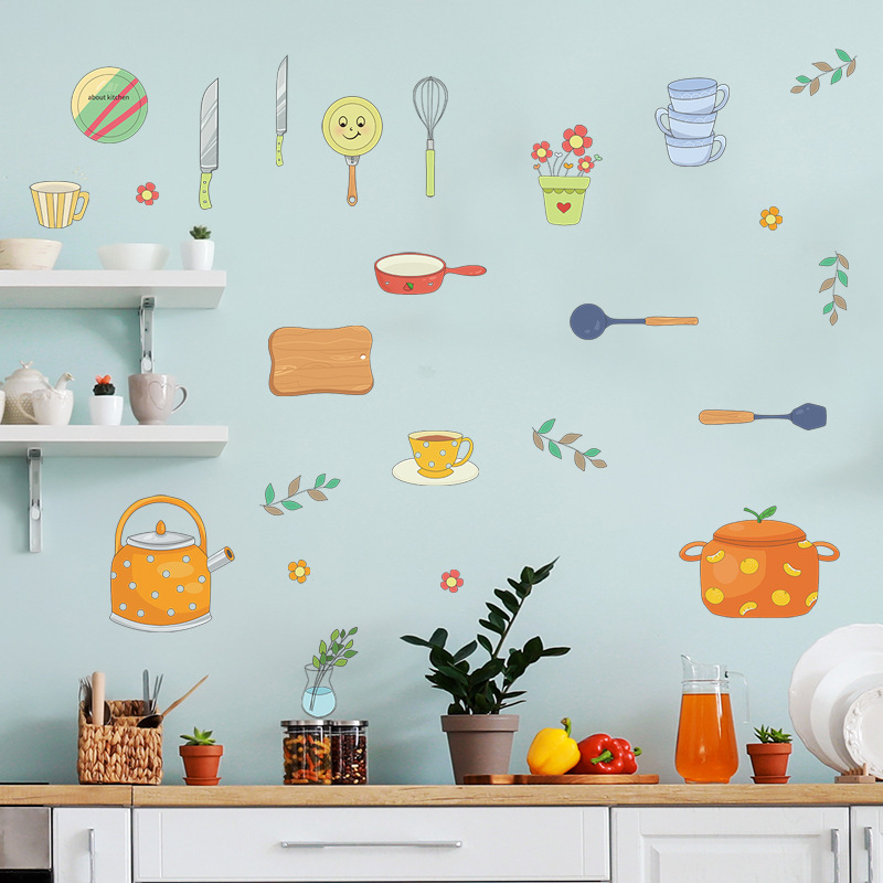 Cartoon Kitchen Wall Stickers for Living Room Kitchen Home Decorative Wall Decal