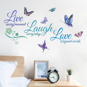 Color Slogan Butterfly Wall Stickers for Kids Room Bedroom Living Room Decoration Wall Decal