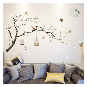 Birds Flower Tree Wall Stickers for Living Room Bedroom Home Decorative Wall Decal