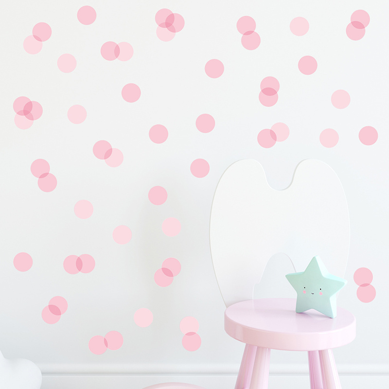 DIY Pink Polka Dot Wall Stickers for Kids Room Bedroom Home Decoration Wall Decal