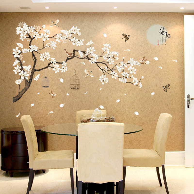 Birds Flower Tree Wall Stickers for Living Room Bedroom Home Decorative Wall Decal